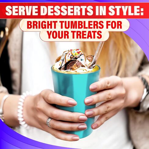 6 Pcs Aluminum Tumblers 15 oz - Lightweight, Durable, and Reusable Metal Cups | Vibrant Festive Colors for Hot and Cold Beverages | Sturdy Anodized Design for Parties and Outdoor Use | Dishwasher Safe in Kuwait
