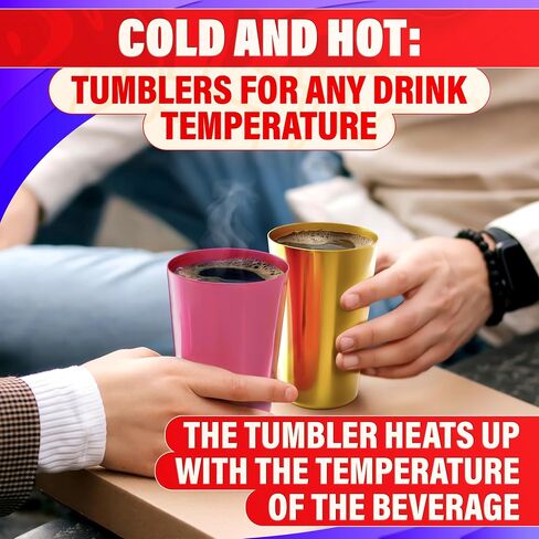6 Pcs Aluminum Tumblers 15 oz - Lightweight, Durable, and Reusable Metal Cups | Vibrant Festive Colors for Hot and Cold Beverages | Sturdy Anodized Design for Parties and Outdoor Use | Dishwasher Safe in Kuwait