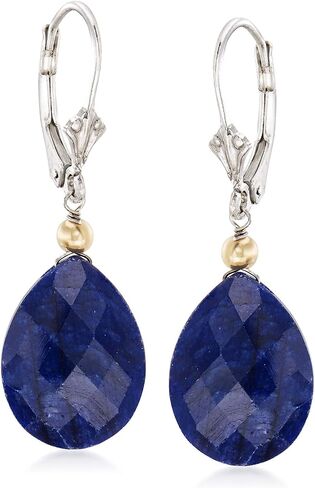 Ross-Simons 18.00 ct. t.w. Opaque Sapphire Drop Earrings in Sterling Silver and 14kt Yellow Gold in Saudi Arabia