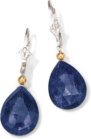 Ross-Simons 18.00 ct. t.w. Opaque Sapphire Drop Earrings in Sterling Silver and 14kt Yellow Gold in Saudi Arabia