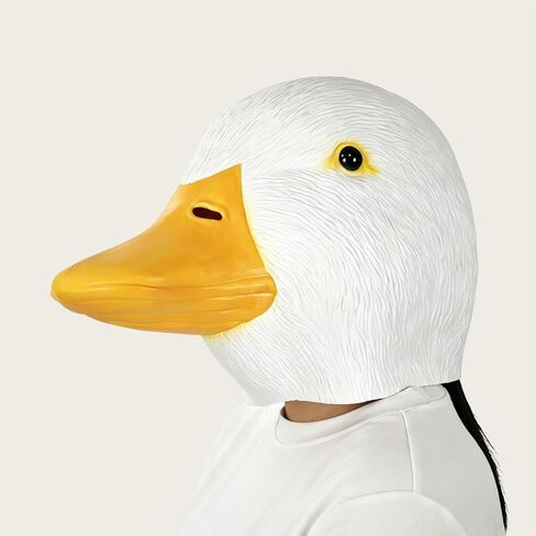 Deluxe Duck Head Mask for Adults, One Size, Natural Latex, 3D Eyes, Perfect for Halloween Costumes and Masquerade Parties in Saudi Arabia