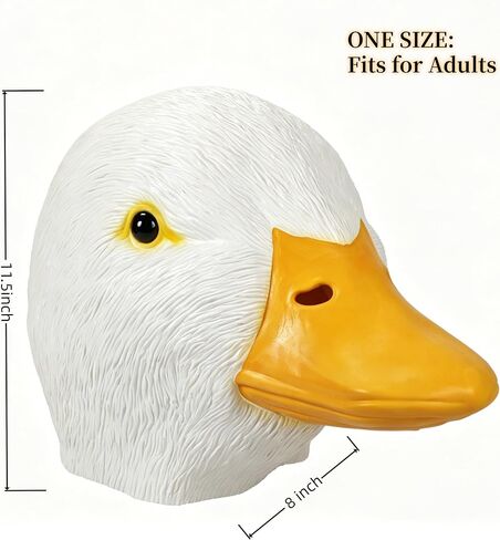 Deluxe Duck Head Mask for Adults, One Size, Natural Latex, 3D Eyes, Perfect for Halloween Costumes and Masquerade Parties in Saudi Arabia