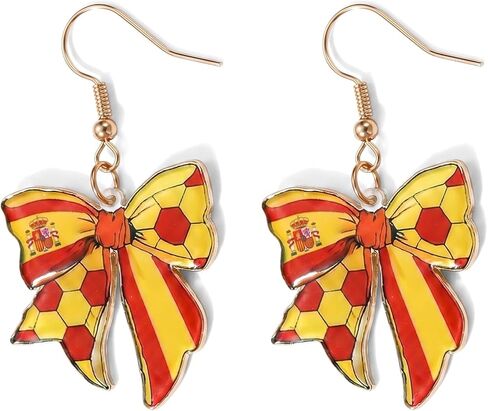 Soccer Earrings National Flag Bow Dangle Drop Earrings for Women Game Day Watch Party Accessories in Kuwait
