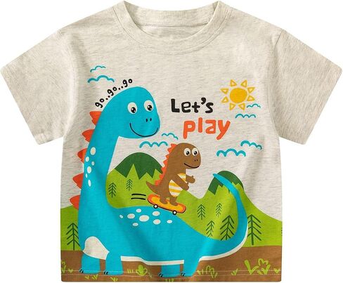 PINU Boys Girls Dinosaur T-Shirt Short Sleeve Cotton Graphic Tees for Kids Cute Summer Tops Comfortable Casual Playwear in Saudi Arabia