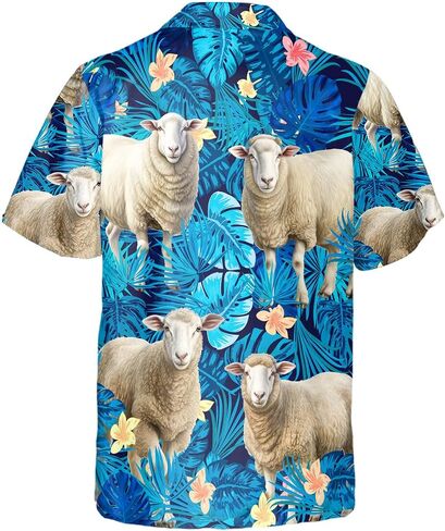Sheep Hawaiian Shirt for Men Funny - Hawaiian Shirts Short Sleeve - Mens Button Down Shirt Gift for Sheep Lovers in Kuwait