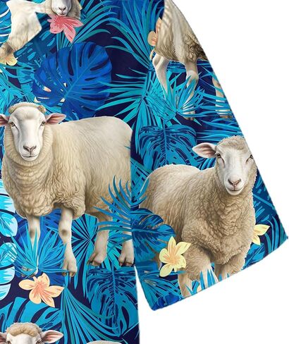 Sheep Hawaiian Shirt for Men Funny - Hawaiian Shirts Short Sleeve - Mens Button Down Shirt Gift for Sheep Lovers in Kuwait