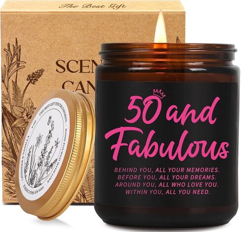 Funny 50th Birthday Scented Candle Gifts for Her Women, 50 and Fabulous Candle, Fifty Year Old Candles Gift Ideas for Her, Funny Candle Gift for Mom, Unique Birthday Gifts for Sister Friend Wife-11 in Saudi Arabia