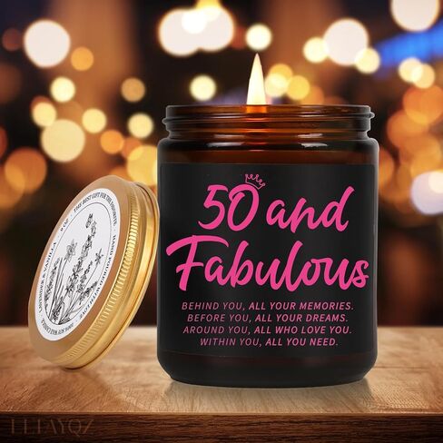 Funny 50th Birthday Scented Candle Gifts for Her Women, 50 and Fabulous Candle, Fifty Year Old Candles Gift Ideas for Her, Funny Candle Gift for Mom, Unique Birthday Gifts for Sister Friend Wife-11 in Saudi Arabia
