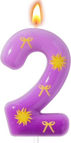 Sun Birthday Candles, Number Candles for Birthday Party Cake Decoration Supplies (Purple, Number 4) in Saudi Arabia