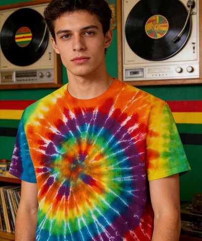 تي شيرتات Gionforsi Tie Dye للرجال والنساء زي هيبي للرجال والنساء في الستينيات والسبعينيات من إكسسوارات الأزياء in Kuwait