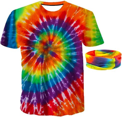 تي شيرتات Gionforsi Tie Dye للرجال والنساء زي هيبي للرجال والنساء في الستينيات والسبعينيات من إكسسوارات الأزياء in Kuwait