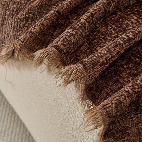 71x150 Inch Chenille Couch Cover for 3 Cushion Sectional Sofas 1 Piece Wear Resistant Sofa Covers with Tassels Reversible Sofa Slipcover Washable for Pets,Dogs,Cats, Brown in Kuwait