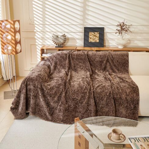 71x150 Inch Chenille Couch Cover for 3 Cushion Sectional Sofas 1 Piece Wear Resistant Sofa Covers with Tassels Reversible Sofa Slipcover Washable for Pets,Dogs,Cats, Brown in Kuwait