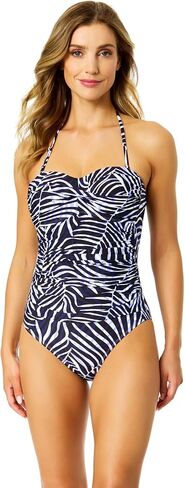 Women's Twist Front Shirred One Piece Swimsuit in Kuwait