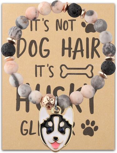 CHOORO Husky Gift Husky Mom Gift Dog Lover Gift It’s Not Dog Hair It’s Husky Glitter Husky Charm Bracelet Husky Dog Owner Gift in Kuwait