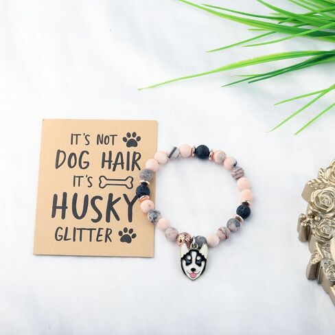 CHOORO Husky Gift Husky Mom Gift Dog Lover Gift It’s Not Dog Hair It’s Husky Glitter Husky Charm Bracelet Husky Dog Owner Gift in Kuwait