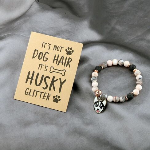 CHOORO Husky Gift Husky Mom Gift Dog Lover Gift It’s Not Dog Hair It’s Husky Glitter Husky Charm Bracelet Husky Dog Owner Gift in Kuwait