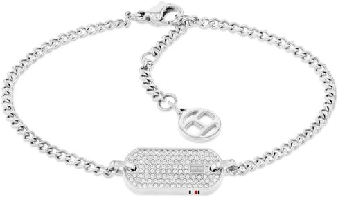 Tommy Hilfiger Women's Jewelry - Stainless Steel Chain Bracelet with Crystals and Lobster Closure - Adjustable/Self Sizing - Perfect for Layering - Classic Jewelry for Everyday Wear - Gift for Her in Kuwait