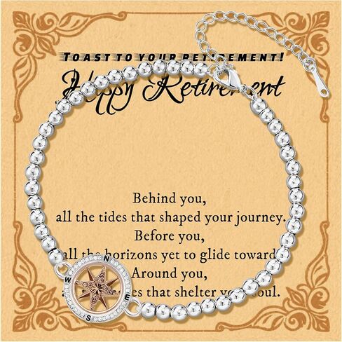 Retirement Gifts for Women - Compass Bracelets, Beaded Bracelet for Coworker Leaving Farewell Going Away Goodbye & to Friends Her Woman Manager Boss Employee Teacher Nurses Chritmas Gifts in Saudi Arabia