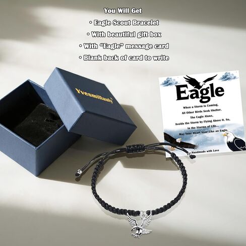 Black Eagel Bracelet Eagle Scout Gifts, Eagle Lovers Gift, Eagle Court of Honor Gift, Inspirational Eagle Jewelry Gifts for Birthday Christmas in Saudi Arabia