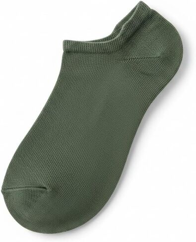 Army Green No Show Socks for Men, One Size Thin Low-Cut Boat Sock Style with Heel Detail for Spring Summer Casual Looks in Kuwait