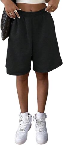 Girls Gray Casual Sweat Shorts, Elastic Waist Loose Fit Lounge Shorts for Kids School Daily in Kuwait