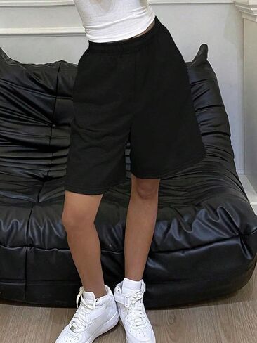 Girls Gray Casual Sweat Shorts, Elastic Waist Loose Fit Lounge Shorts for Kids School Daily in Kuwait