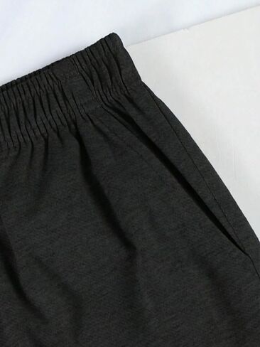 Girls Gray Casual Sweat Shorts, Elastic Waist Loose Fit Lounge Shorts for Kids School Daily in Kuwait