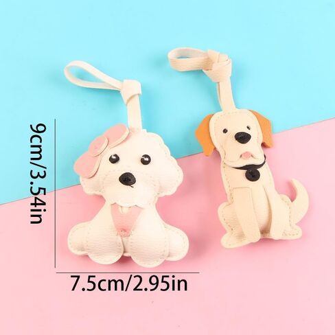 4PC Genuine PU Leather Labrador Retriever Dog Bag Charm – Handmade Puppy Keychain with Black Labrador Tail & Sitting Puppy Charm, for Dog Collars, Handbags, Backpacks in Saudi Arabia