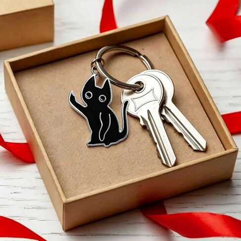 6 Pcs Black Cat Keychain Cool Cat Keychain, Black Cats Keychain Stainless Steel Funny Novelty Black Cat Keychain Charms for for Women Men Car Keys Purse Handbags Cat Lover Colleagues Gifts in Kuwait