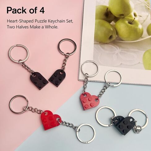 4-Pack Brick Keychain Set – Best Friend Keychains for Couples, Heart-Shaped Keychains for Valentine’s Day, Birthday, for Him and Her in Saudi Arabia