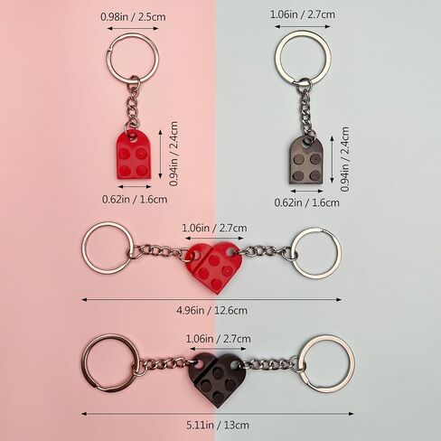 4-Pack Brick Keychain Set – Best Friend Keychains for Couples, Heart-Shaped Keychains for Valentine’s Day, Birthday, for Him and Her in Saudi Arabia