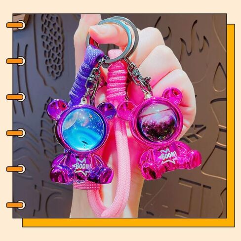 Trendy Cool Purple Sitting Starry Bear for Couples Charming Cartoon Animal Character Key Ring Stylish Eye-Catching Accessories for Bags Backpacks and Car Keys in Kuwait