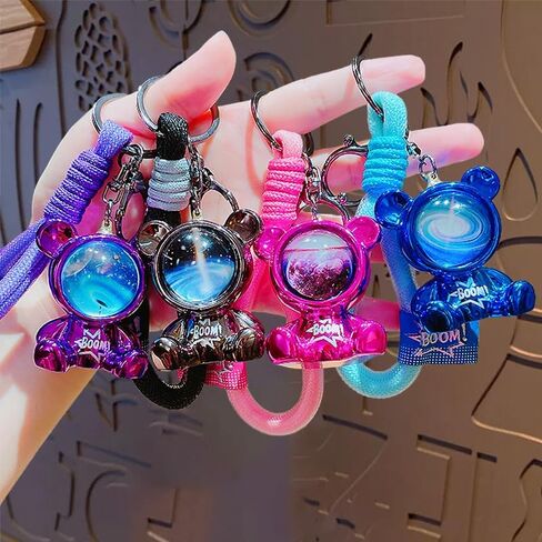 Trendy Cool Purple Sitting Starry Bear for Couples Charming Cartoon Animal Character Key Ring Stylish Eye-Catching Accessories for Bags Backpacks and Car Keys in Kuwait