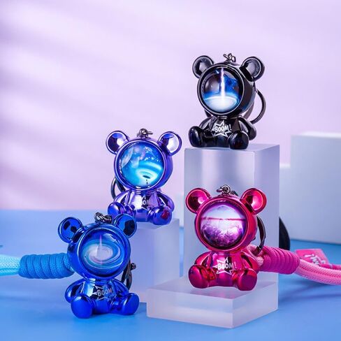 Trendy Cool Purple Sitting Starry Bear for Couples Charming Cartoon Animal Character Key Ring Stylish Eye-Catching Accessories for Bags Backpacks and Car Keys in Kuwait