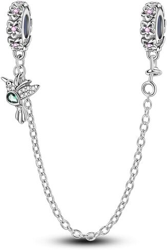 Flower And Hummingbird Barrel - Type Safety Chain Charm, Beaded Bracelet Charm, Fit for 3mm-4.5mm Bracelets in Saudi Arabia