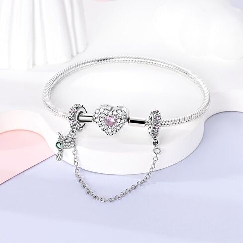 Flower And Hummingbird Barrel - Type Safety Chain Charm, Beaded Bracelet Charm, Fit for 3mm-4.5mm Bracelets in Saudi Arabia