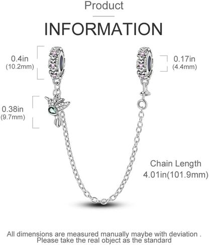 Flower And Hummingbird Barrel - Type Safety Chain Charm, Beaded Bracelet Charm, Fit for 3mm-4.5mm Bracelets in Saudi Arabia