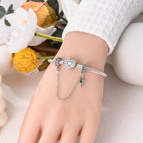 Flower And Hummingbird Barrel - Type Safety Chain Charm, Beaded Bracelet Charm, Fit for 3mm-4.5mm Bracelets in Saudi Arabia