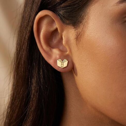 18K Gold Plated Open Book Stud Earrings Dainty Back to School Jewelry Gift for Teachers & Book Lovers in Saudi Arabia