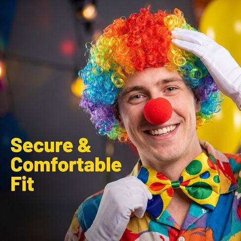 Rainbow Clown Wig Nose Bow Tie Gloves Clown Costume Set for Men Women Halloween Parties Carnivals Pretend Play in Kuwait