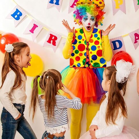 Clown Vest Rainbow Polka Dot Design For Halloween Adult Theme Party Clown Costume Accessories For Adult Men Women in Saudi Arabia