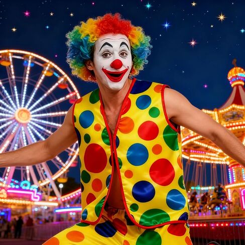 Clown Vest Rainbow Polka Dot Design For Halloween Adult Theme Party Clown Costume Accessories For Adult Men Women in Saudi Arabia
