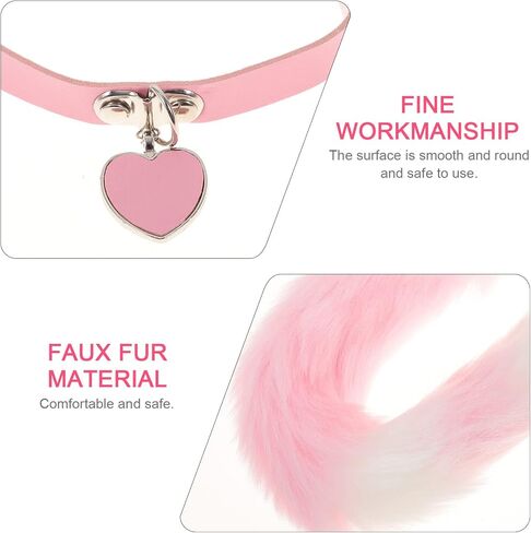 KESYOO 1 Set Furry Fox Tail Plug Animal Ears Headband Choker Breast Clips in Kuwait
