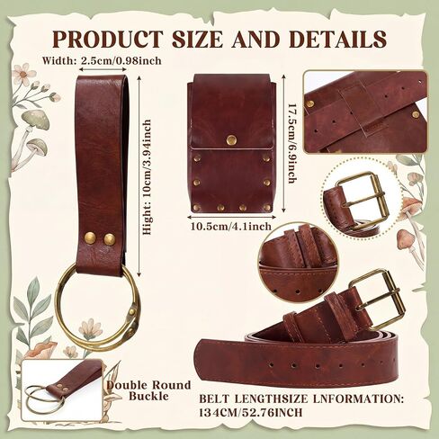 Twistover 4 Pcs Fairy Elf Renaissance Accessories Set Floral Vintage Renaissance Corset Medieval Belt Bag Gothic Lace Wristbands Gold Floral Headpiece Medieval Costume for Women Cosplay in Saudi Arabia