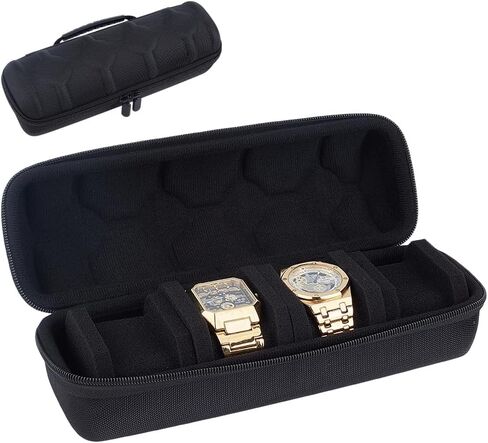 PH PandaHall 4 Slots Watch Case Travel Watch Storage Box Watches Zippered Organizer Box Portable Watches Collection Box Wristwatch Holder for Men Father's Day Wristwatch Bracelet Gifts Packaging in Kuwait