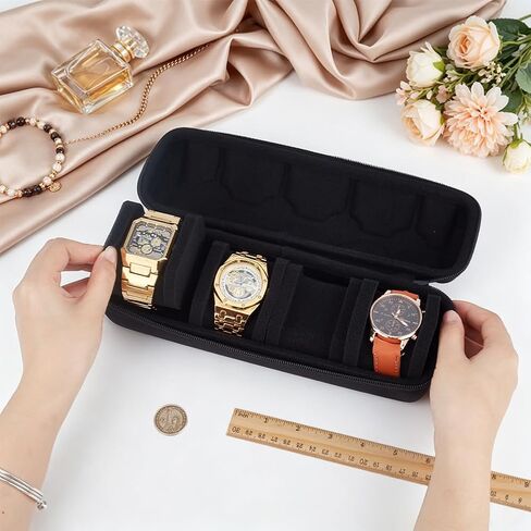 PH PandaHall 4 Slots Watch Case Travel Watch Storage Box Watches Zippered Organizer Box Portable Watches Collection Box Wristwatch Holder for Men Father's Day Wristwatch Bracelet Gifts Packaging in Kuwait