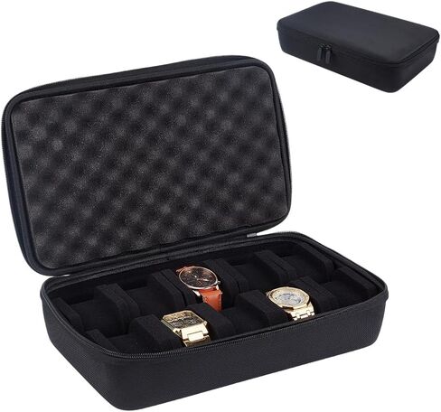 PH PandaHall 4 Slots Watch Case Travel Watch Storage Box Watches Zippered Organizer Box Portable Watches Collection Box Wristwatch Holder for Men Father's Day Wristwatch Bracelet Gifts Packaging in Kuwait