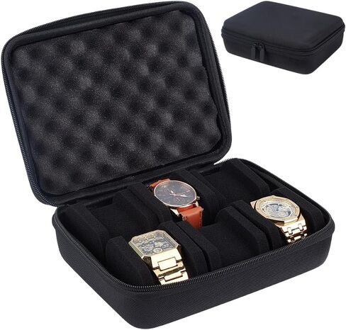 PH PandaHall 4 Slots Watch Case Travel Watch Storage Box Watches Zippered Organizer Box Portable Watches Collection Box Wristwatch Holder for Men Father's Day Wristwatch Bracelet Gifts Packaging in Kuwait