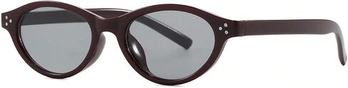 Women's Jujube Red Cat Eye PC Frame Personalized Rivet Retro Solid Color Fashionable Street Style Fashion Sunglasses in Kuwait